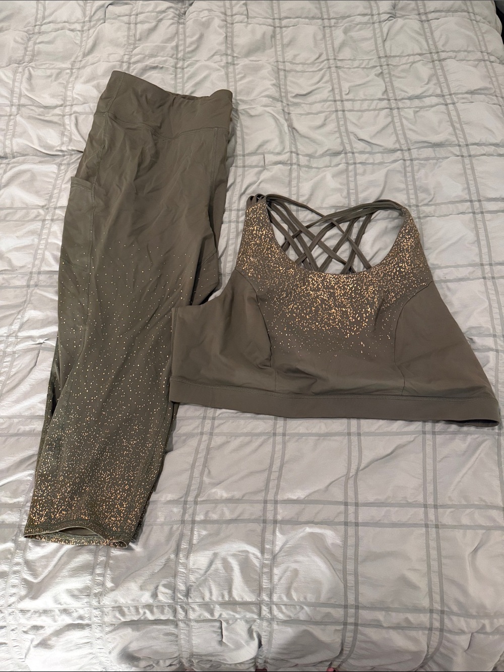 torrid Olive Green Sparkle Crisscross Active Set